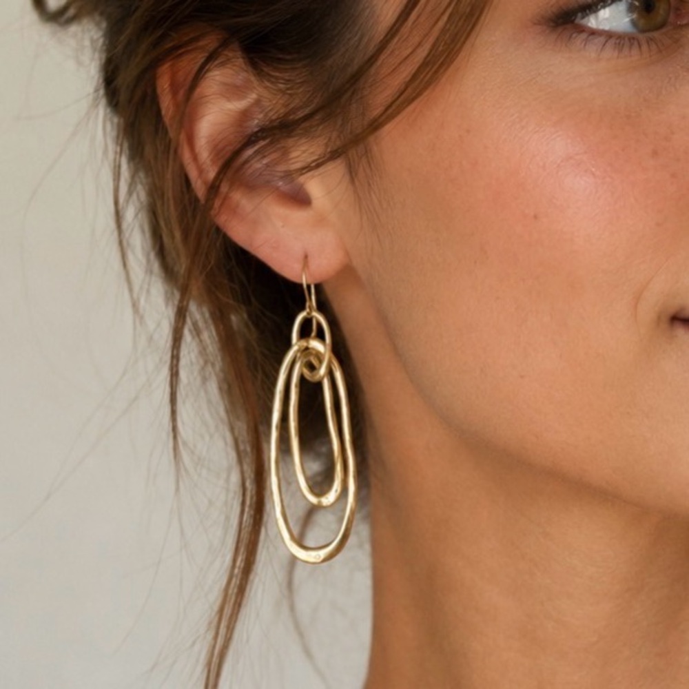 Handcrafted Double Loop Gold Earrings